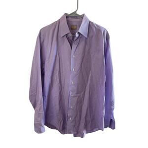 Gitman Bros Sz 17/35 Button Up Spread Collar Shirt Purple Gingham-Tiny Tag Hole
